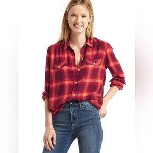 Gap x Pendleton Red Plaid Button Down Shirt size XS Western Preppy